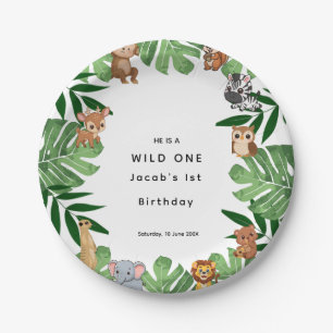 Safari Animals Theme viral Wild One Birthday Paper Plate