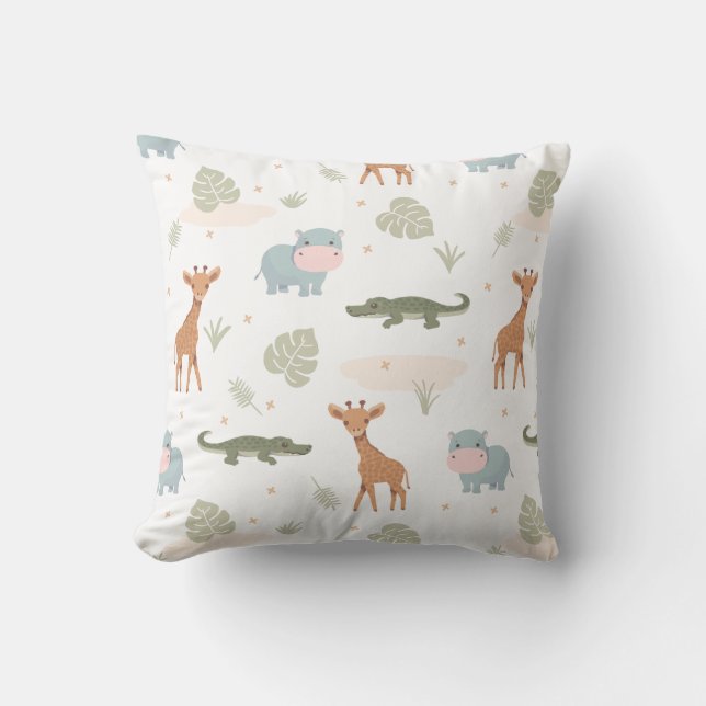 Safari Animals Throw Pillow (Front)