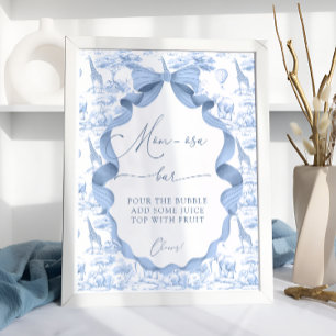 Safari Animals Toile de Jo Baby Shower Mom-osa Bar Poster