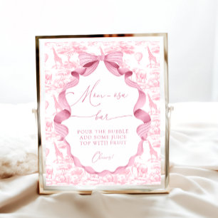 Safari Animals Toile de Jo Baby Shower Mom-osa Bar Poster