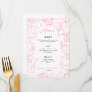Safari Animals Toile De Jouy Baby Shower Menus