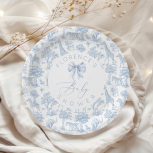Safari animals Toile de Jouy Baby shower  Paper Plate