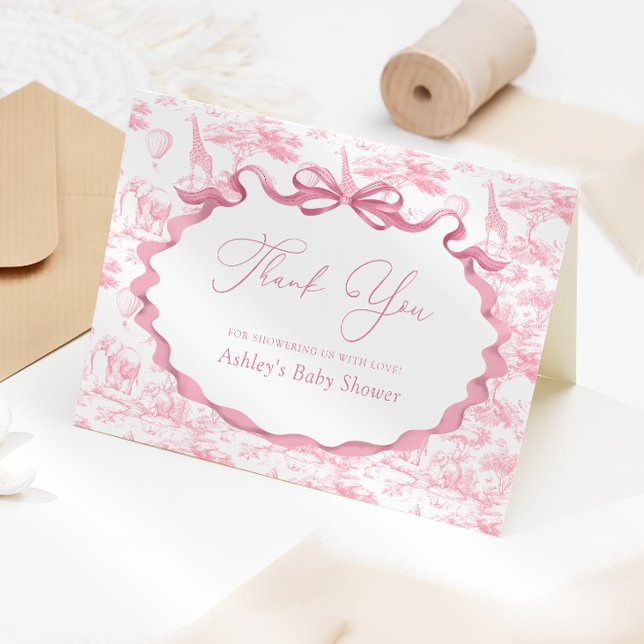 Safari Animals Toile de Jouy Baby Shower Thank You (Creator Uploaded)