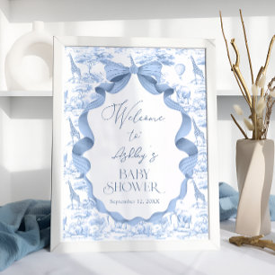 Safari Animals Toile de Jouy Baby shower Welcome Poster
