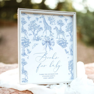 Safari animals Toile de Jouy Books for baby Poster