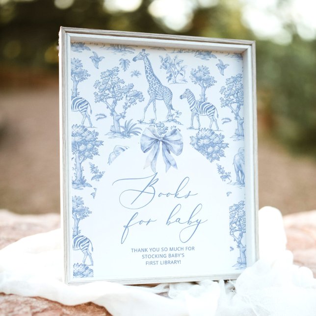 Safari animals Toile de Jouy Books for baby Poster (Creator Uploaded)