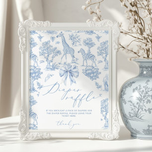 Safari animals Toile de Jouy Diaper raffle Poster