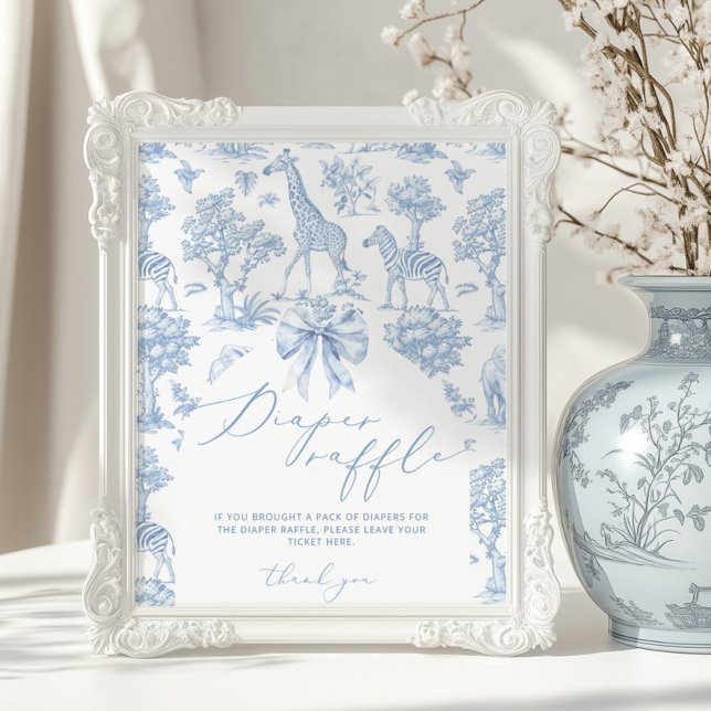 Safari animals Toile de Jouy Diaper raffle Poster (Creator Uploaded)