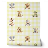 Safari Animals Toys Yellow Plaid Baby Nursery