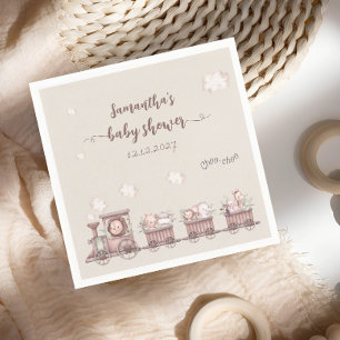 Safari Animals Train Baby Shower Napkin