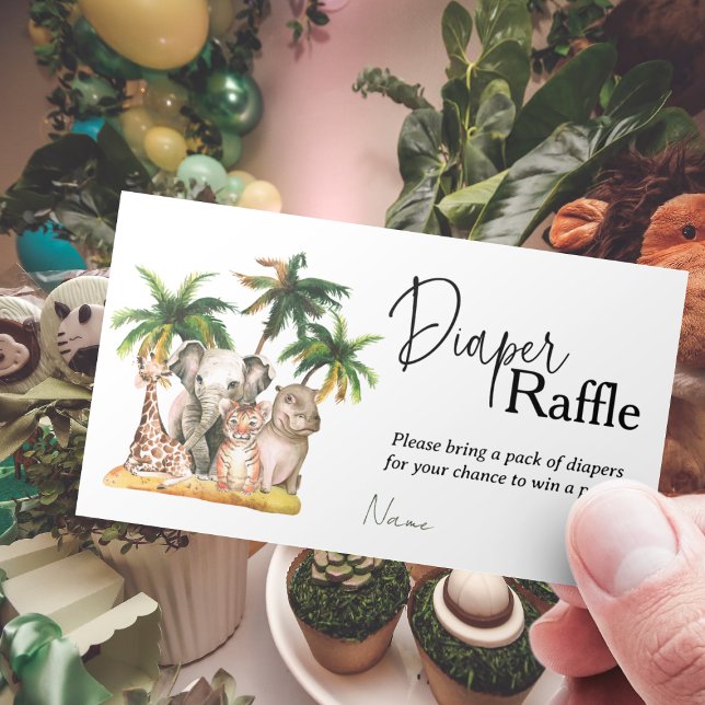 Safari Animals Tropical Baby Shower Diaper Raffle  Enclosure Card (Creator Uploaded)