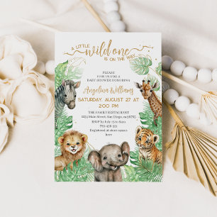 Safari animals Tropical greenery Baby Shower Invitation