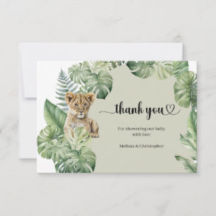 Safari animals Tropical greenery Baby Shower Thank You Card