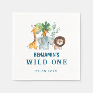 Safari Animals Tropical Jungle Wild One Birthday Napkin