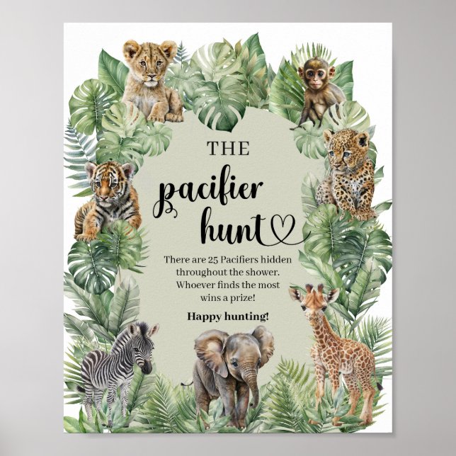 Safari animals Tropical The Pacifier Hunt game Poster (Front)