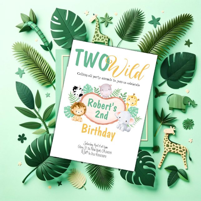 Safari animals Two Wild Birthday Invitation  (Creator Uploaded)
