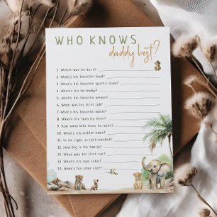 Safari Animals Who Knows Daddy Best Game Card