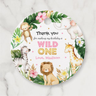 Safari Animals Wild One 1st Birthday Party Decor Favour Tags