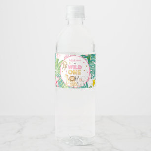 Safari Animals Wild One 1st Birthday Party Decor Water Bottle Label