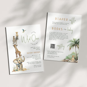 Safari Animals "Wild One" All in One Baby Shower Invitation