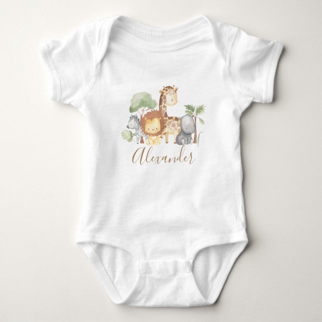 Safari Animals wild one  Baby Bodysuit (Front)