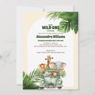 Safari Animals Wild One Baby Shower Invitation