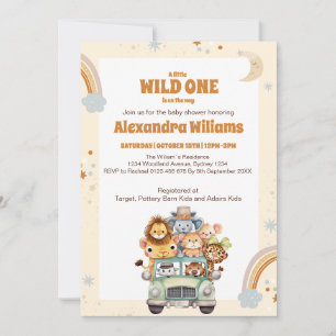 Safari Animals Wild One Baby Shower Invitation