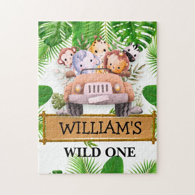 Safari Animals Wild One Birthday Jigsaw Puzzle (Vertical)