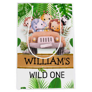 Safari Animals Wild One Birthday Medium Gift Bag