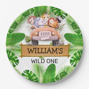 Safari Animals Wild One Birthday Paper Plate