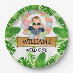 Safari Animals Wild One Birthday PHOTO Paper Plate