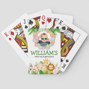 Safari ANIMALS Wild One Birthday PHOTO  Playing Cards