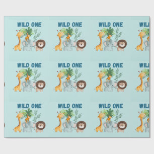 Safari Animals Wild One birthday  Wrapping Paper