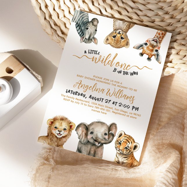 Safari animals wild one modern Baby Shower Invitation (Creator Uploaded)