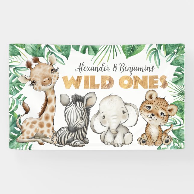 Safari Animals Wild Ones Birthday Banner (Horizontal)