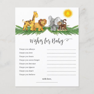 Safari Animals Wishes for Baby Shower Game