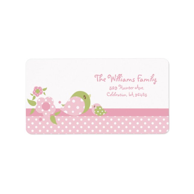 Safari Babiez Birdie Address Label Pink (Front)
