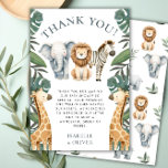 Safari Baby Animals and Greenery Thank You Card<br><div class="desc">Introducing our Safari Baby Animals and Greenery Thank You Card, the perfect way to express your gratitude after a memorable Safari Baby Shower! This modern and gender-neutral design captures the essence of a lush jungle with its vibrant tropical greenery, making it an ideal choice for celebrating the arrival of a...</div>