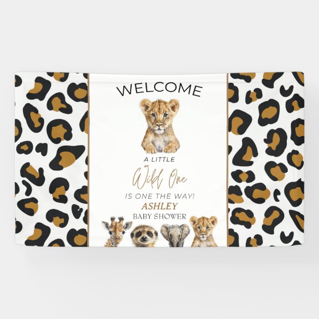  Safari Baby Animals Baby Shower Banner (Horizontal)
