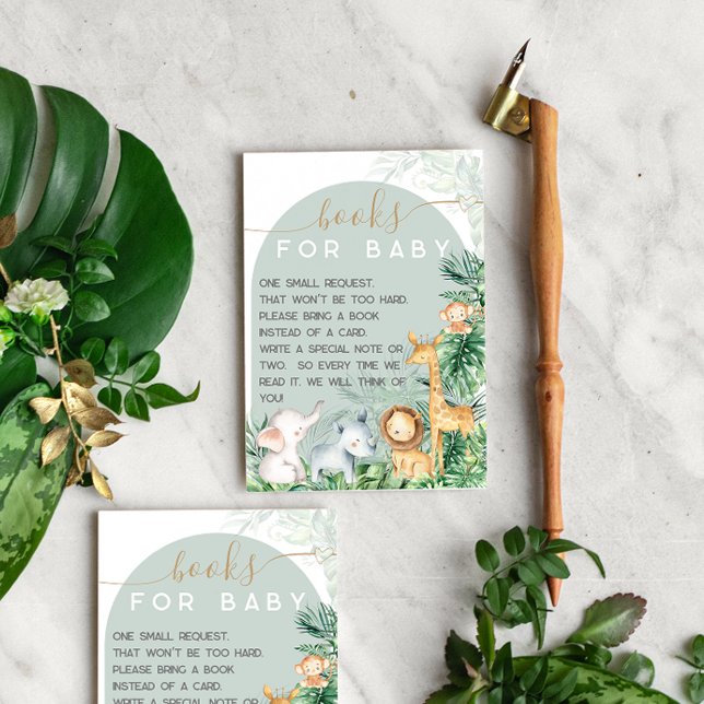 Safari Baby Animals Baby Shower Book request Enclosure Card (Creator Uploaded)
