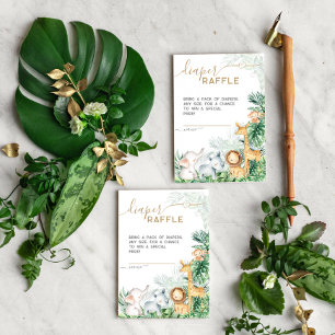 Safari Baby Animals Baby Shower Diaper Raffle Enclosure Card