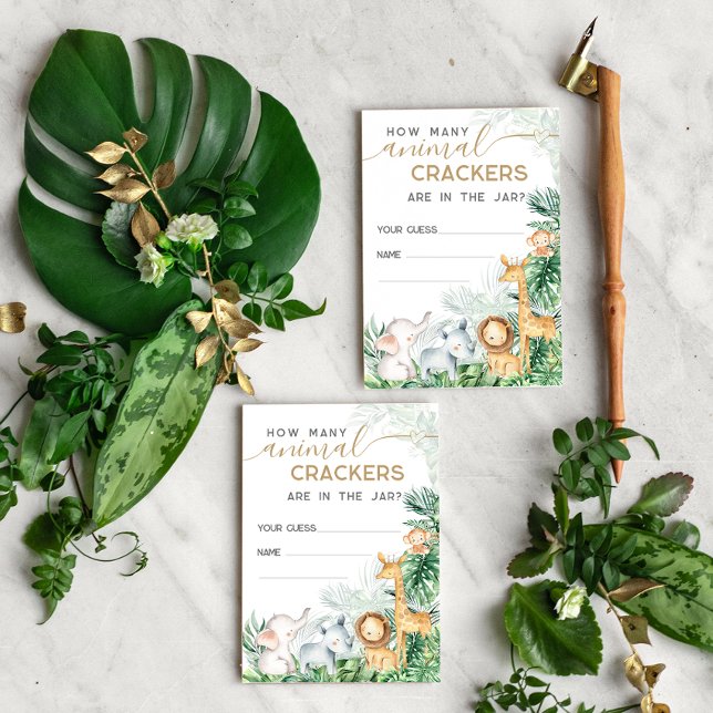 Safari Baby Animals Baby Shower guess game Enclosure Card (Creator Uploaded)