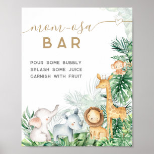Safari Baby Animals Baby Shower Mum-osa bar Poster