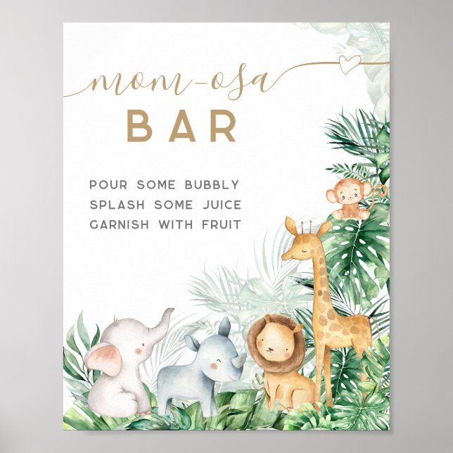 Safari Baby Animals Baby Shower Mum-osa bar Poster (Front)