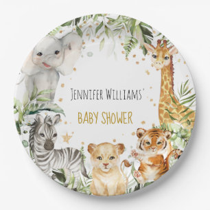 Safari Baby Animals Baby Shower Paper Plate