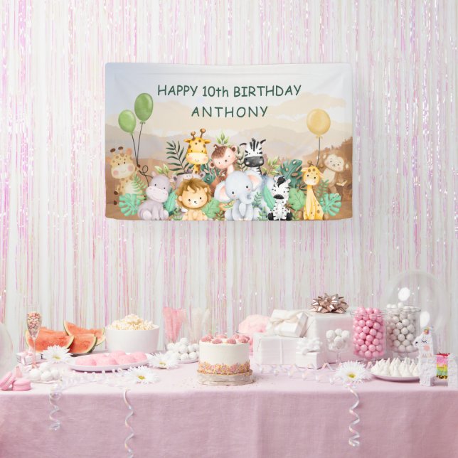Safari Baby Animals Birthday  Banner (Party)