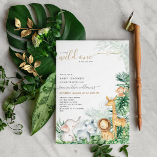 Safari Baby Animals Greenery Baby Shower Invitation