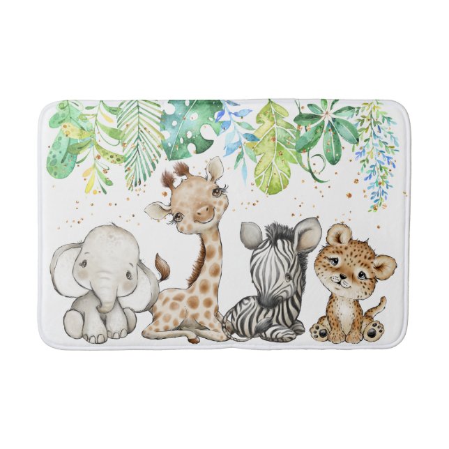 Safari Baby Animals Kids Bath Mat (Front)