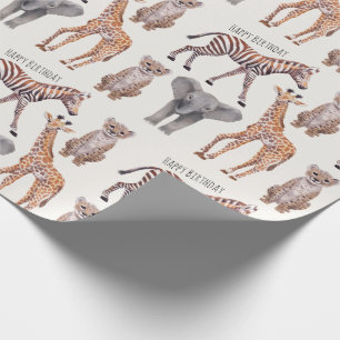 Safari Baby Animals Pattern Personalised  Wrapping Paper