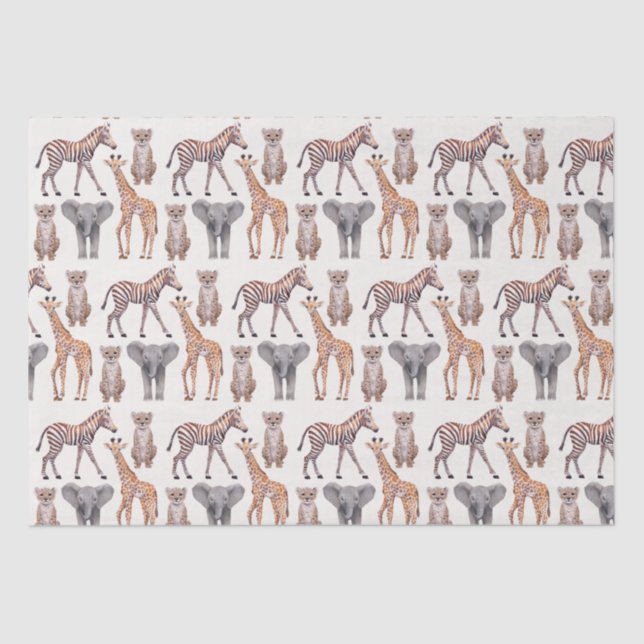 Safari Baby Animals Pattern   Tissue Paper (Front)